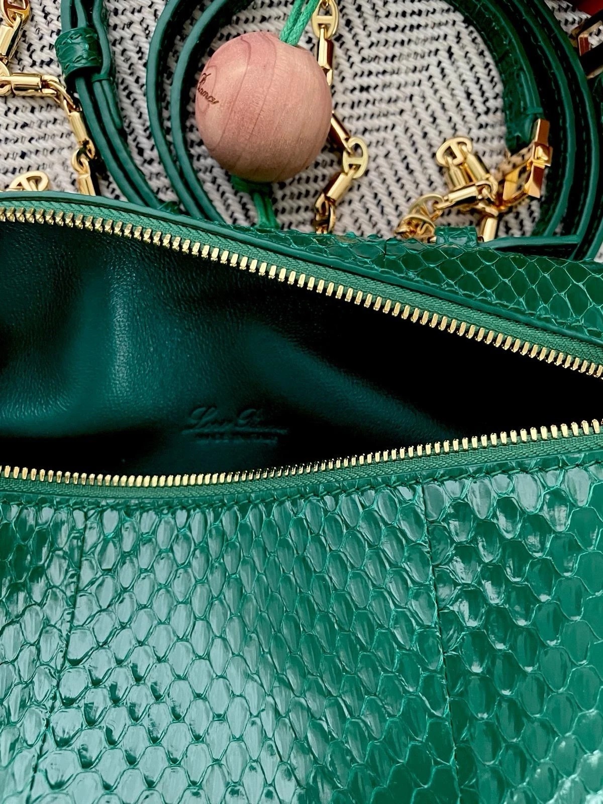 Loro Piana, Water Snake Extra Pocket Bag, L 19, Green thumbnail 4