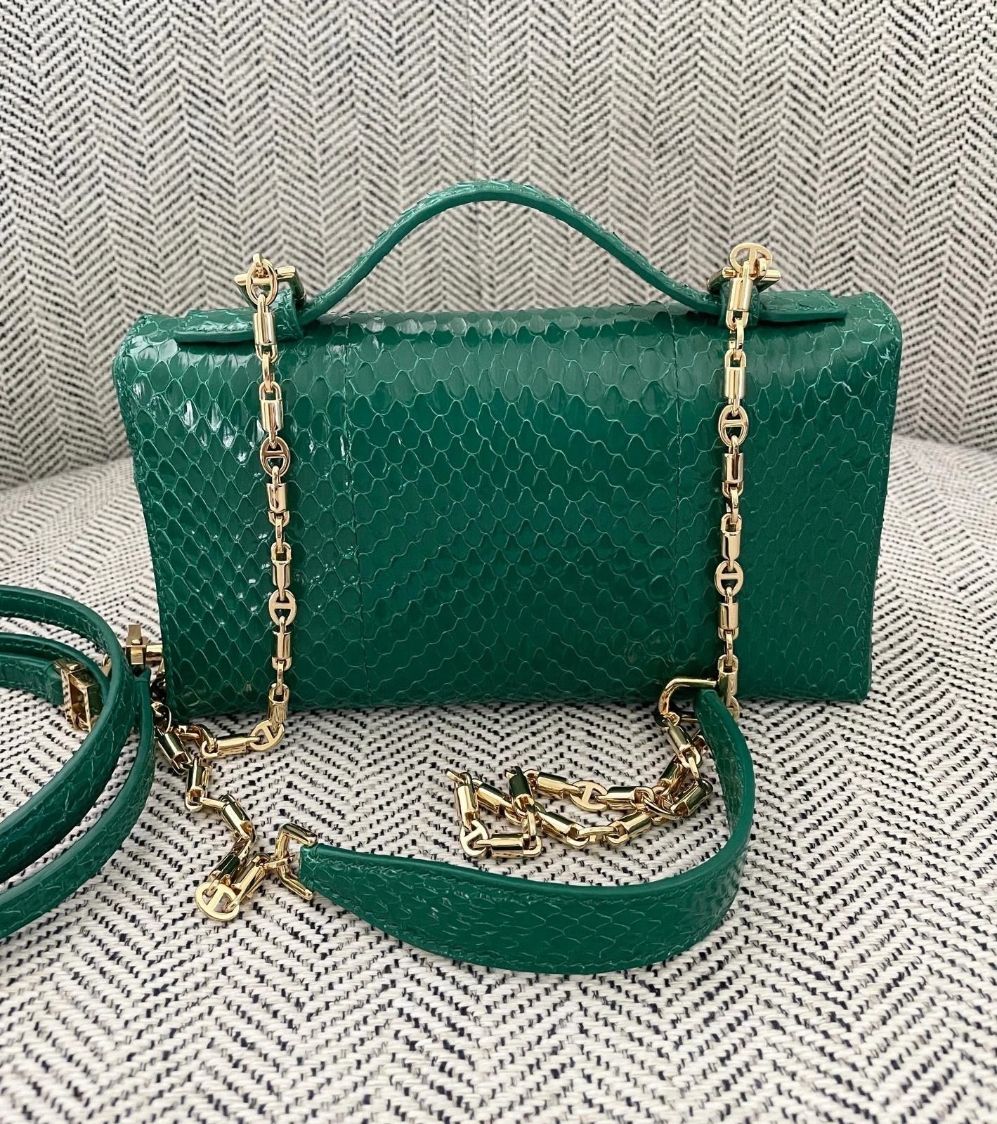 Loro Piana, Water Snake Extra Pocket Bag, L 19, Green thumbnail 6