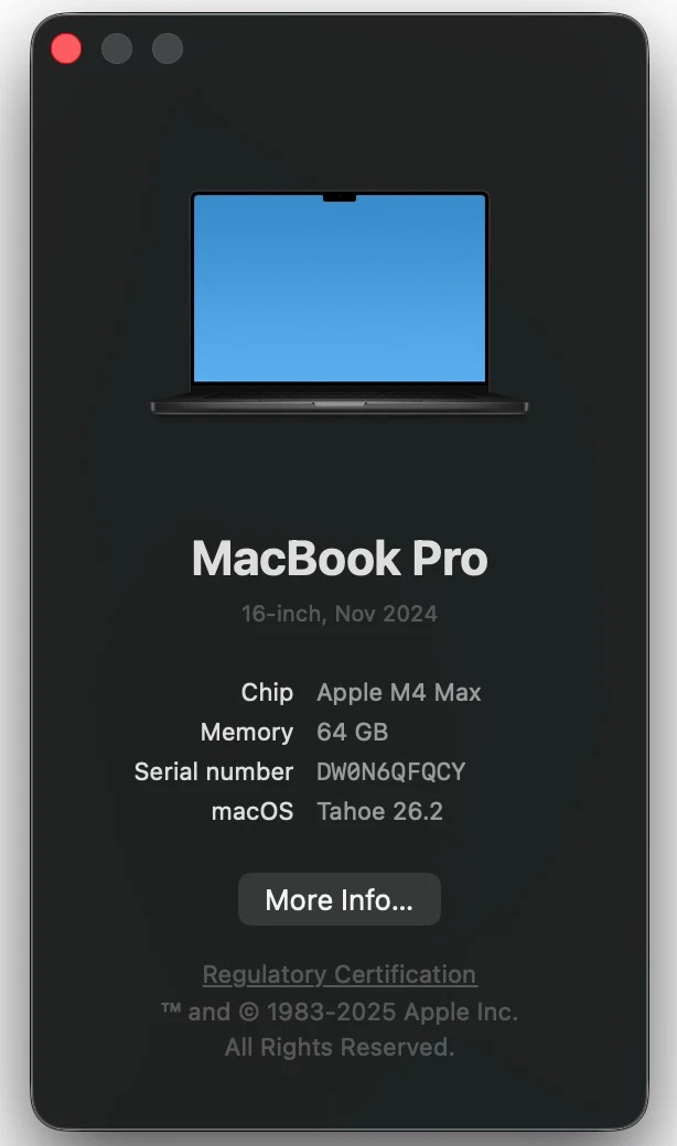 MacBook Pro 16" M4 Max 64GB 2TB - Like new - Warranty until 2026 thumbnail 6