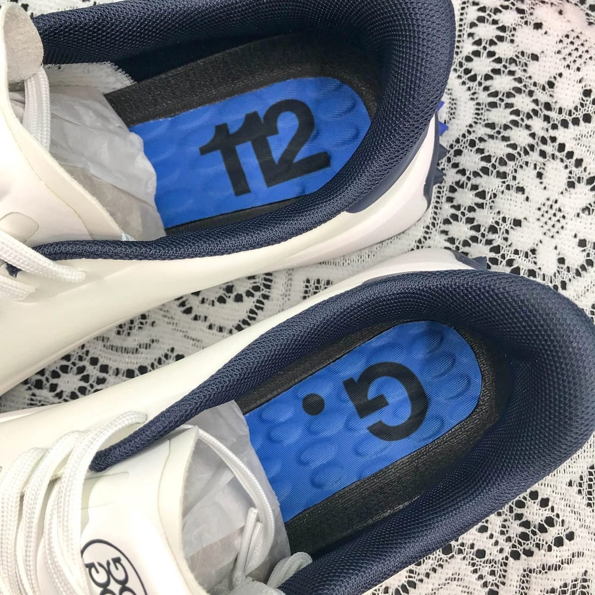 NEW G/FORE G.112 Men's Snow/Twilight Golf Shoes PU Leather White/Blue Sneakers thumbnail 3