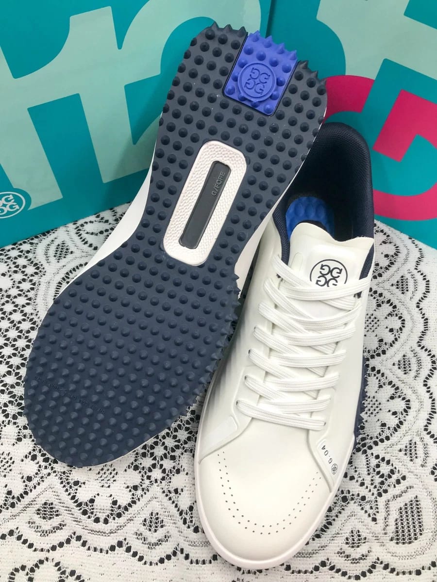 NEW G/FORE G.112 Men's Snow/Twilight Golf Shoes PU Leather White/Blue Sneakers thumbnail 6