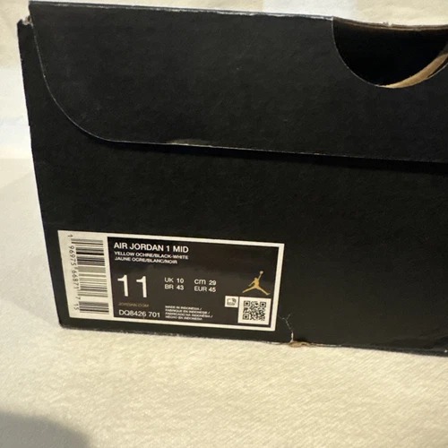 Nike Air Jordan 1 Mid Shoes Black White Yellow Ochre DQ8426-701 Men's Sizes  thumbnail 7