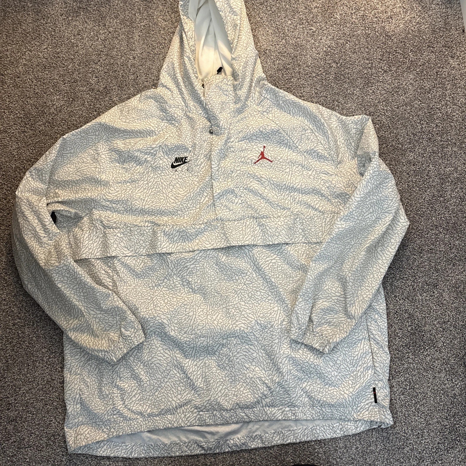 Nike Air Jordan Men's XL Wings Jacket Anorak Windbreaker AJ0428-100 Wht Cement thumbnail 1