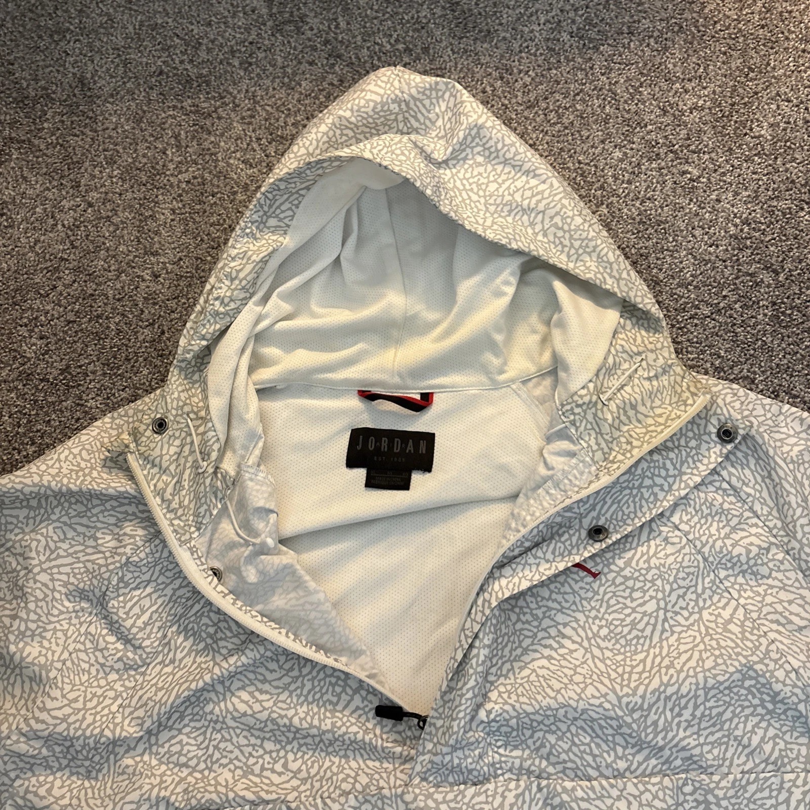 Nike Air Jordan Men's XL Wings Jacket Anorak Windbreaker AJ0428-100 Wht Cement thumbnail 4