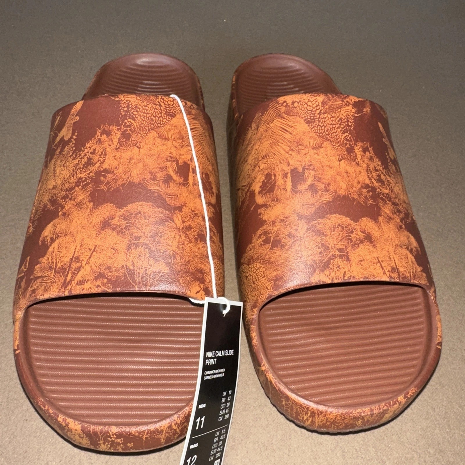 Nike Calm Slide Print Shoes Mens Sz 11 Slip On Sandals Brown  display picture 1