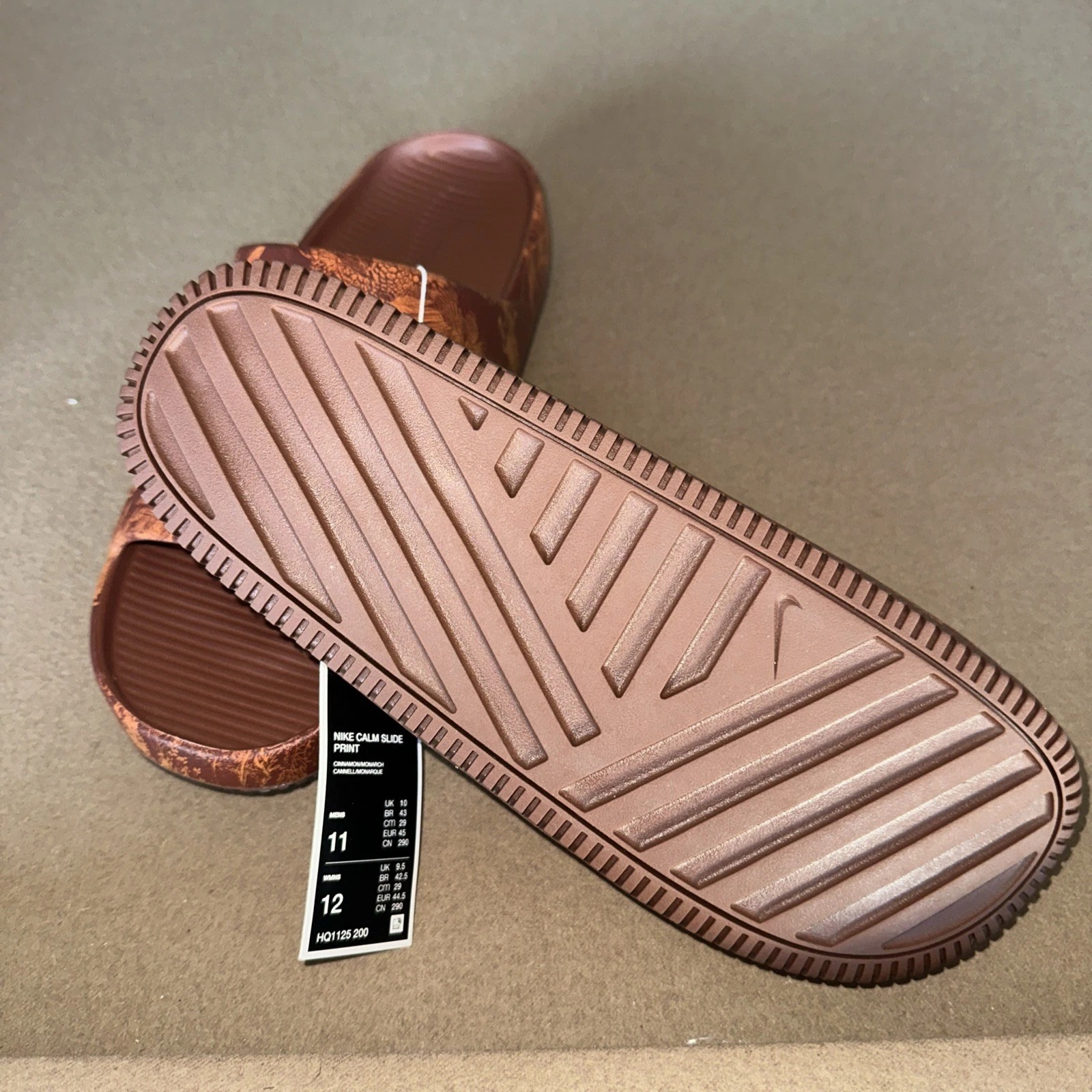 Nike Calm Slide Print Shoes Mens Sz 11 Slip On Sandals Brown  display picture 1