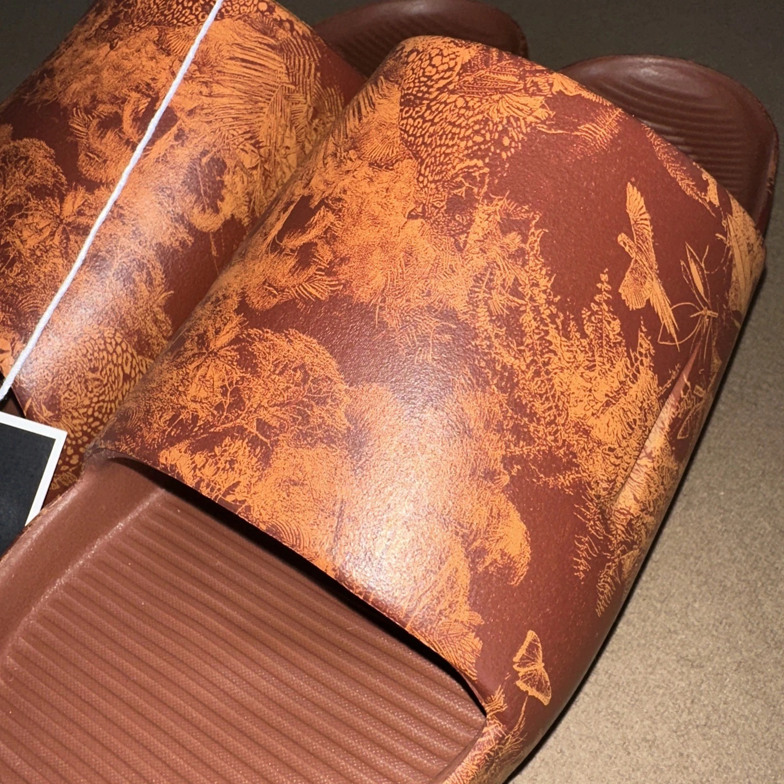 Nike Calm Slide Print Shoes Mens Sz 11 Slip On Sandals Brown 