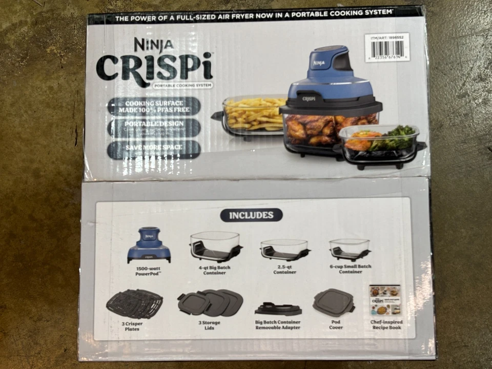 Ninja Crispi 5-in-1 Portable Glass Air Fryer with 3 Containers thumbnail 2