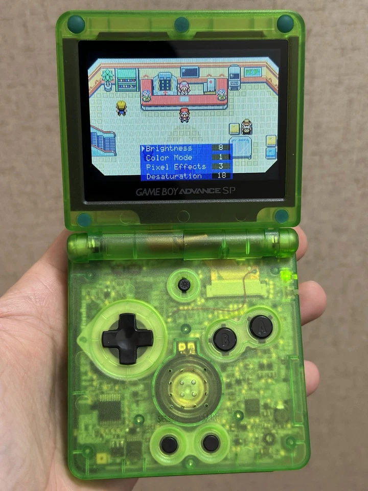 Nintendo Game Boy Advance SP – IPS V5 Touch Screen – Jungle Green w/ Game thumbnail 3