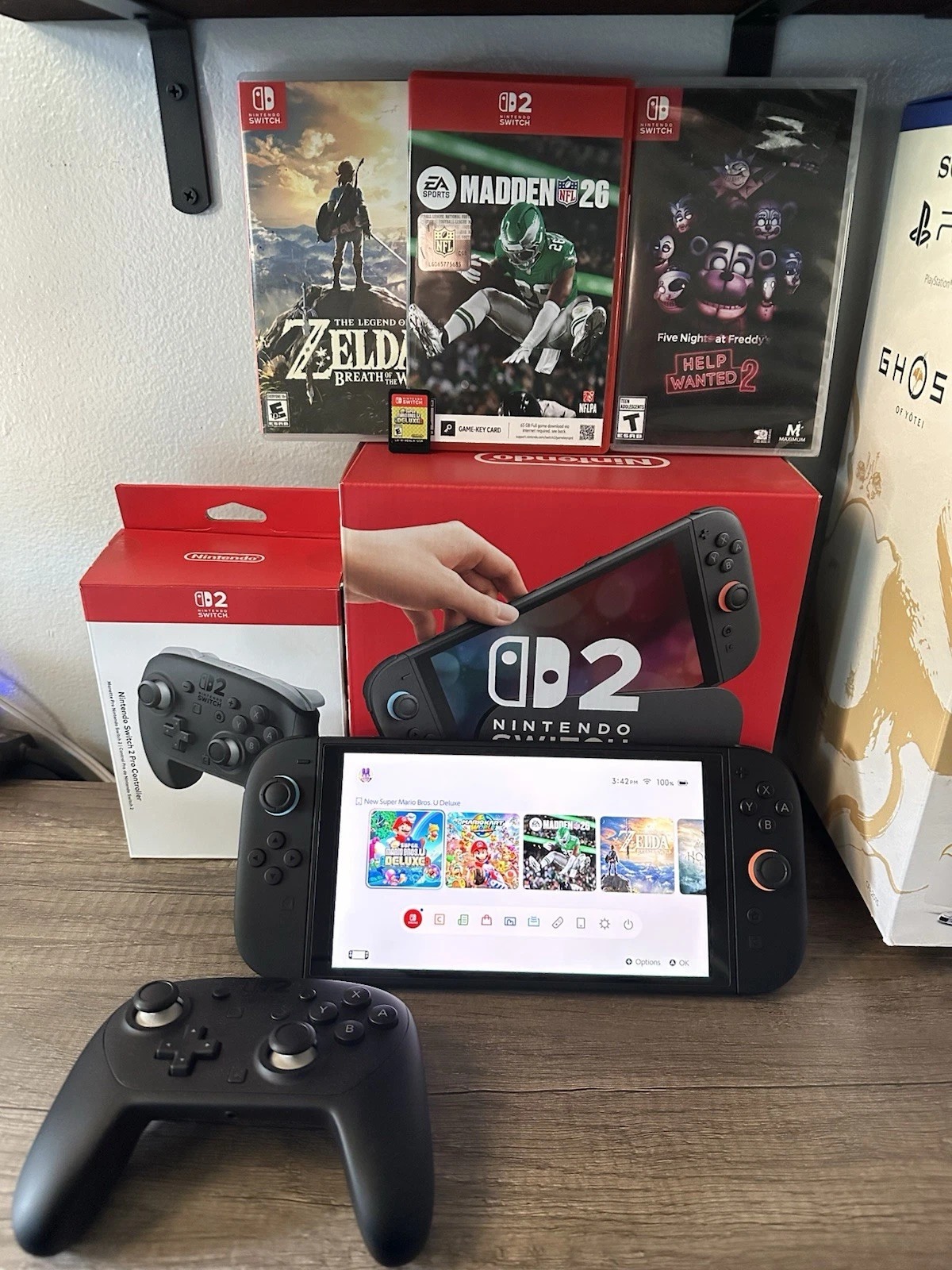 Nintendo Switch 2 System Console W/ SWITCH 2 Pro Controller + 4 Games CIB thumbnail 1