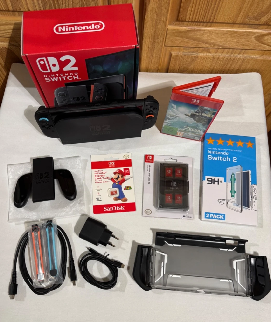 Nintendo Switch 2 - Zelda TotK + 256GB SD + Mumba Case + Accessory Bundle LIKE NEW- thumbnail 2