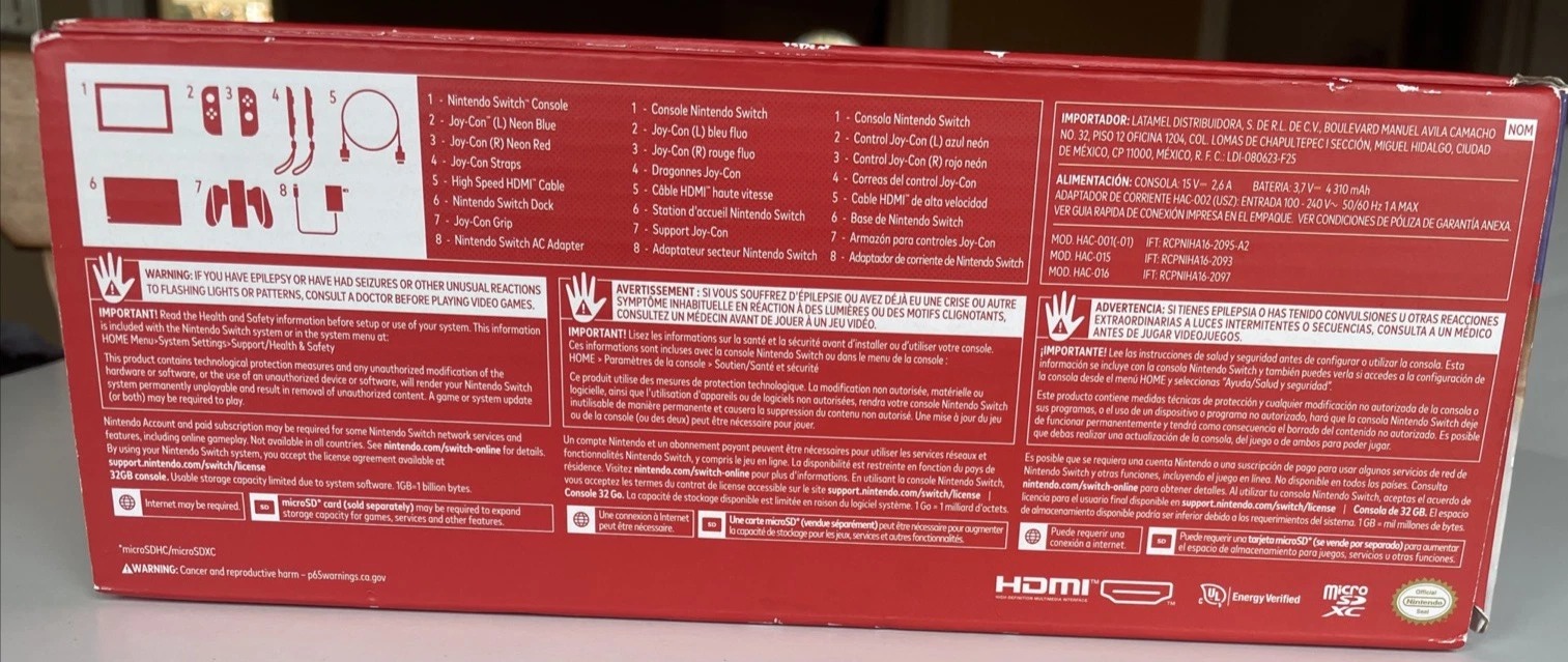 Nintendo Switch v2- 32GB HAC-001 Console with Dock, Charger, Red/Blue Joy-Cons thumbnail 16