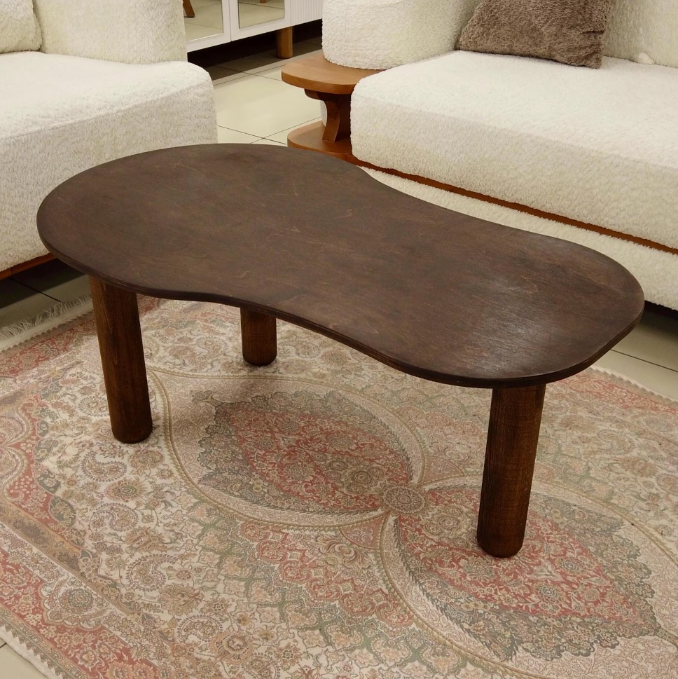 Pear-Shaped Birch Plywood Coffee Table – Modern Living Room Table thumbnail 3