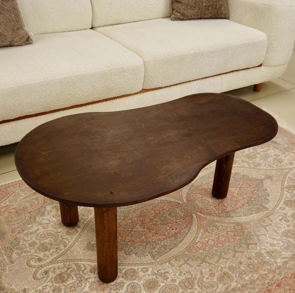 Pear-Shaped Birch Plywood Coffee Table – Modern Living Room Table thumbnail 4