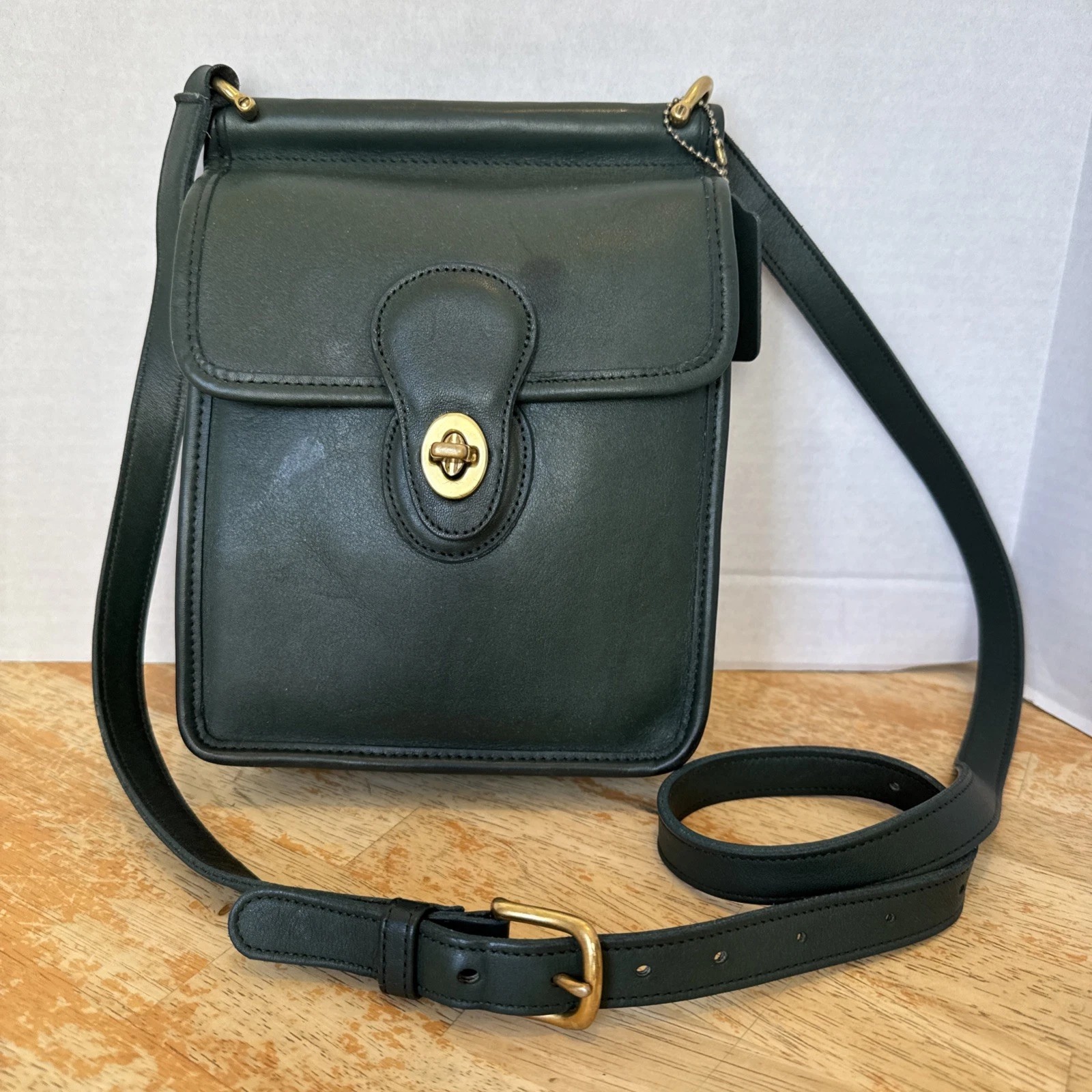 Rare Green Vintage made in USA Coach Murphy Crossbody bag thumbnail 12