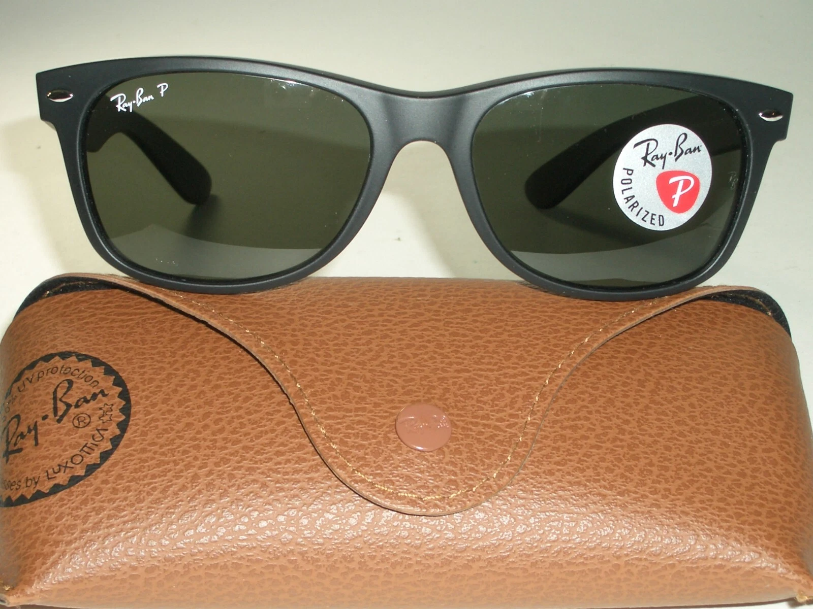 RAY BAN RB2132-55-18 MATTE BLACK POLARIZED CRYSTAL LENS WAYFARER SUNGLASSES NEW thumbnail 2