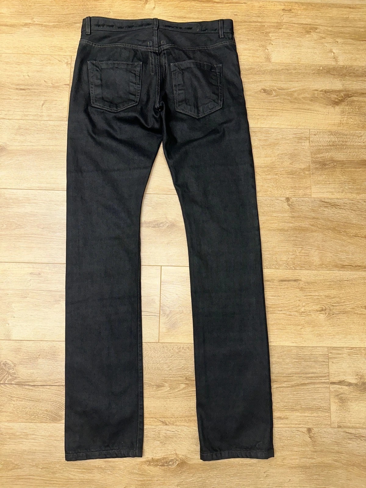 RICK OWENS DRKSHDW Black Coated Waxed Denim Jeans Slim Fit Long Cut Size 32 thumbnail 2