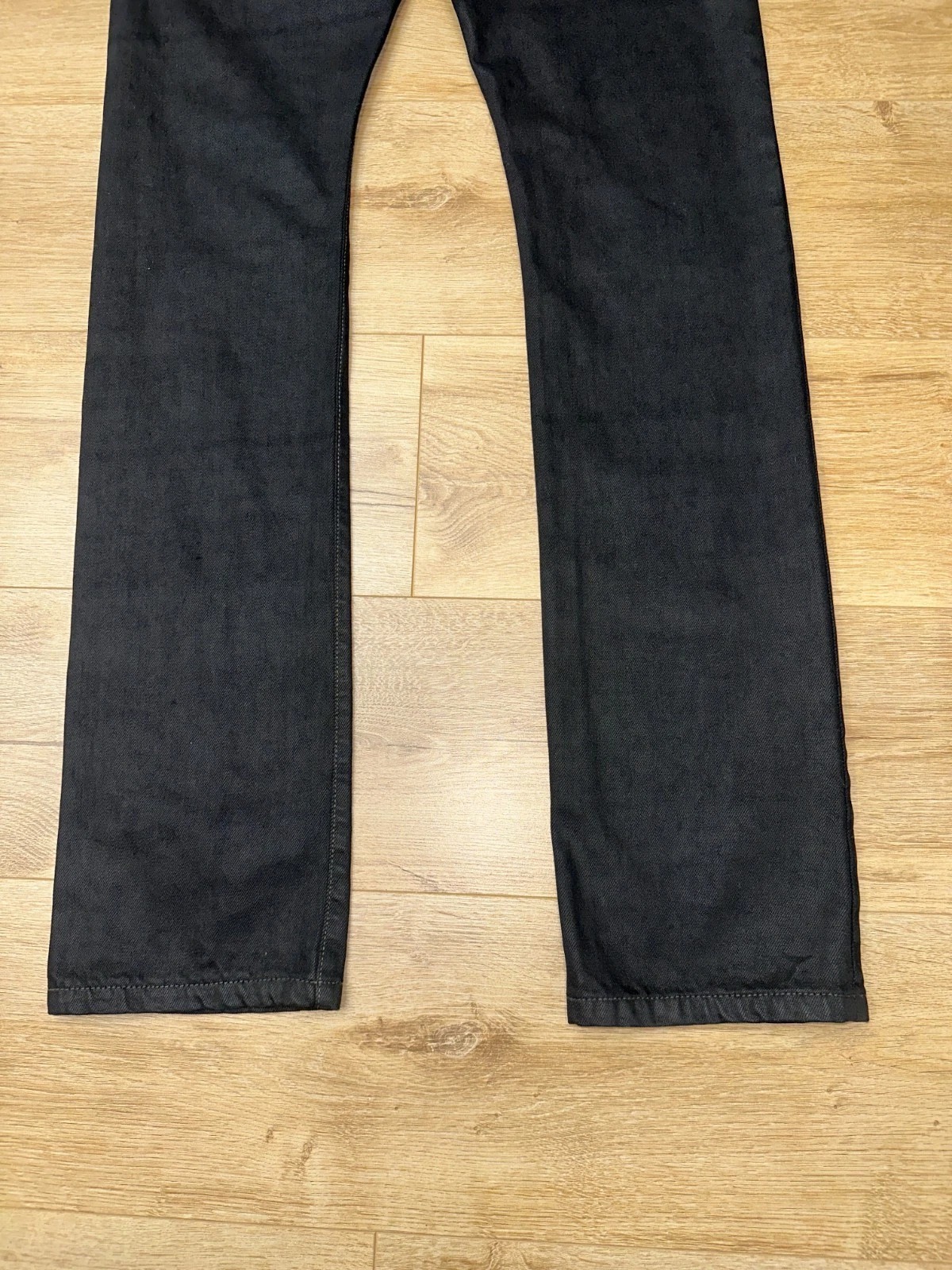 RICK OWENS DRKSHDW Black Coated Waxed Denim Jeans Slim Fit Long Cut Size 32 thumbnail 3