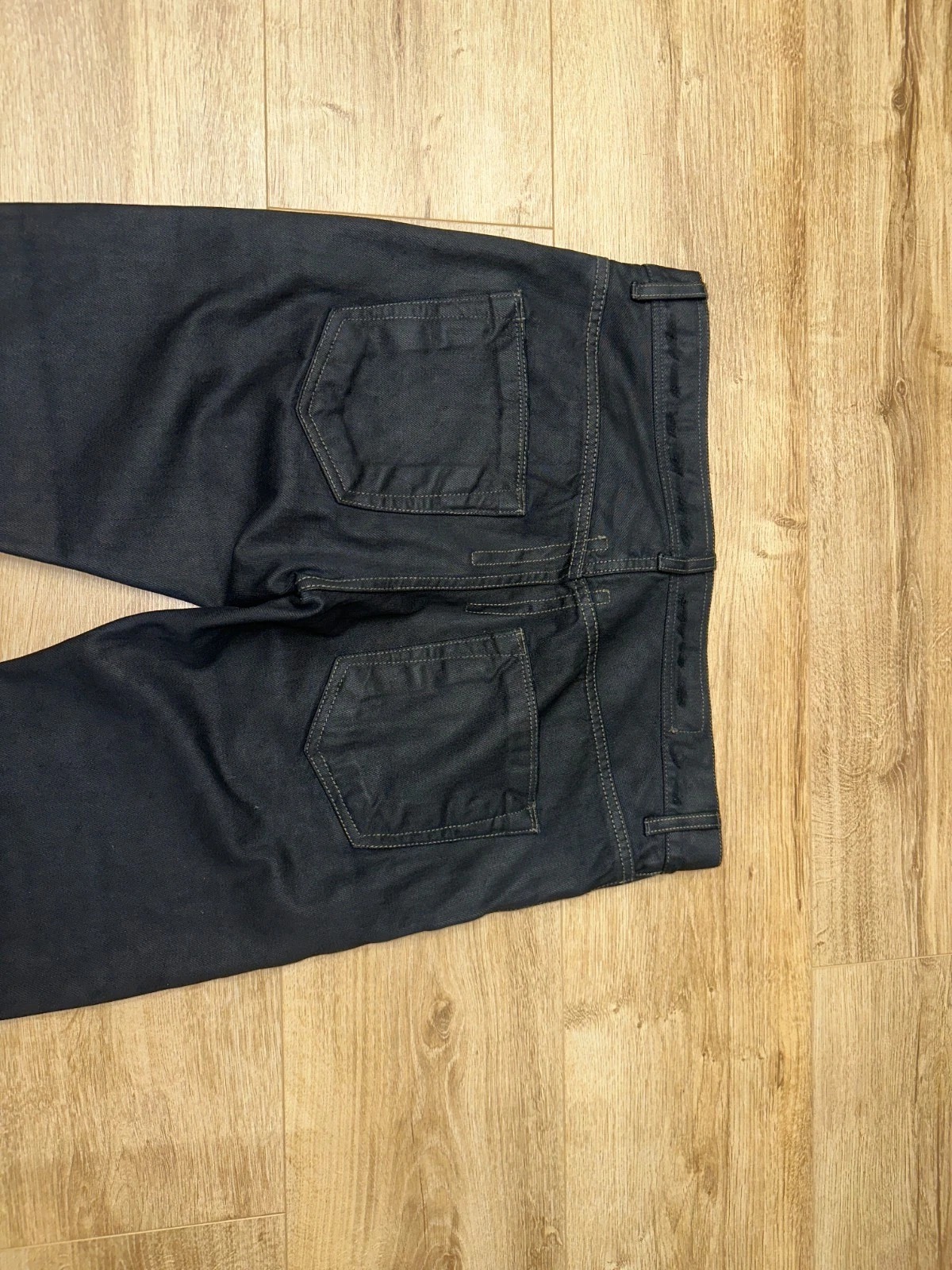 RICK OWENS DRKSHDW Black Coated Waxed Denim Jeans Slim Fit Long Cut Size 32 thumbnail 4