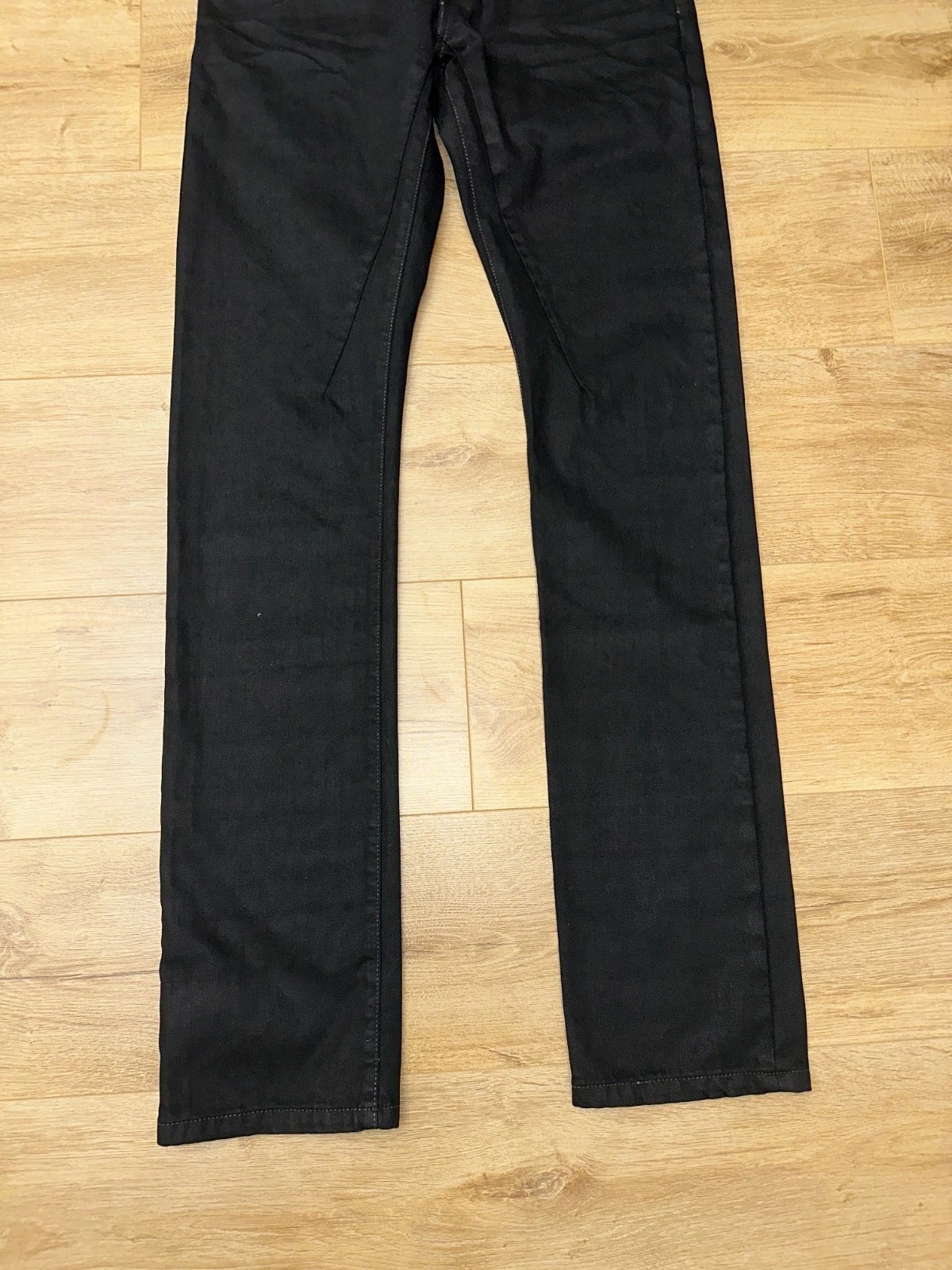 RICK OWENS DRKSHDW Black Coated Waxed Denim Jeans Slim Fit Long Cut Size 32 thumbnail 6