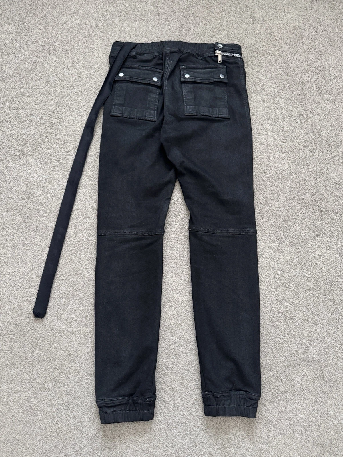 SS23 Rick Owens DRKSHDW Black Waxed Aircut Jogger Denim Pant Size Small thumbnail 6
