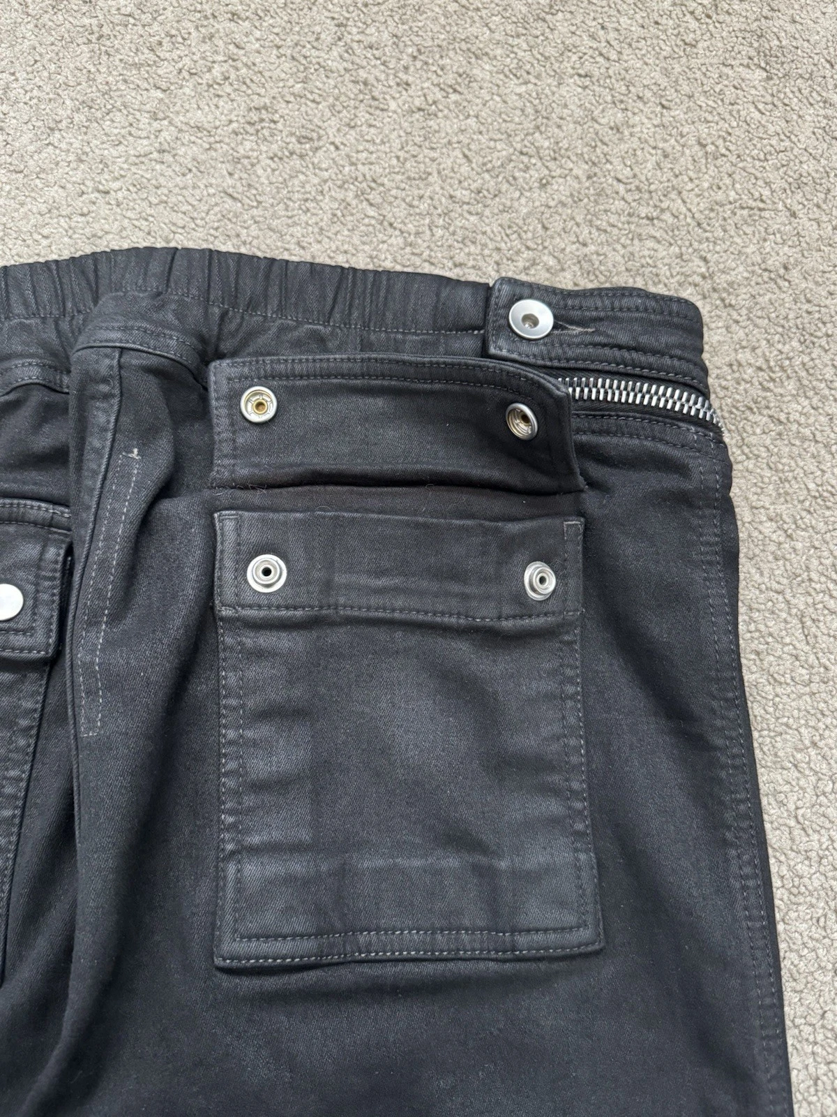 SS23 Rick Owens DRKSHDW Black Waxed Aircut Jogger Denim Pant Size Small thumbnail 8