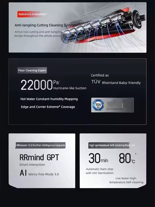 Roborock Z70 Robot Vacuum Mop w/ Robotic Arm | 22000Pa Suction, Auto-Cleaning - Brand New thumbnail 7