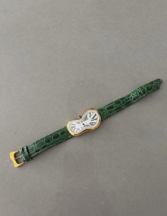 Softwatch by Exaequo Melting Watch Salvador Dali Dalí Green Leather Band 92010