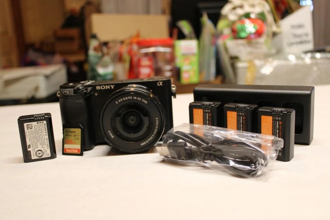 Sony Alpha a6300 Mirrorless Digital Camera w/ E PZ 16-50mm Zoom Lens 4 Batteries thumbnail 1