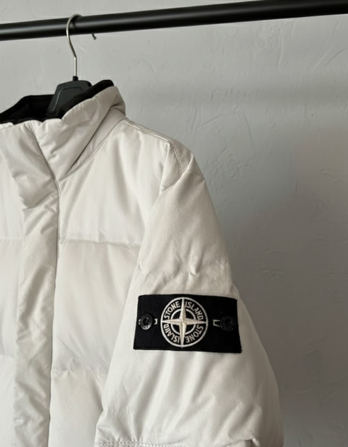  Stone Island Lightweight Leather Down Jacket White  thumbnail 2