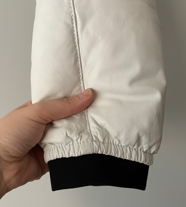  Stone Island Lightweight Leather Down Jacket White  thumbnail 4