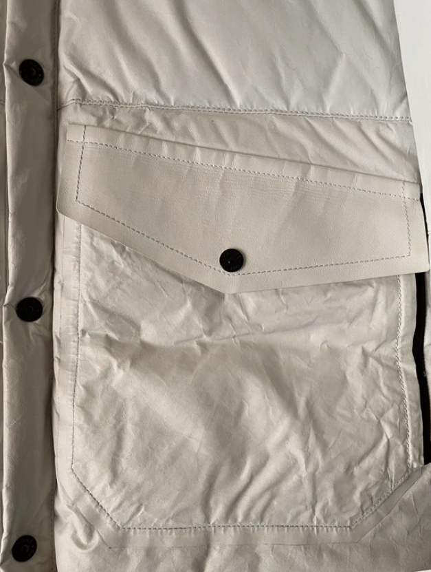  Stone Island Lightweight Leather Down Jacket White  thumbnail 5