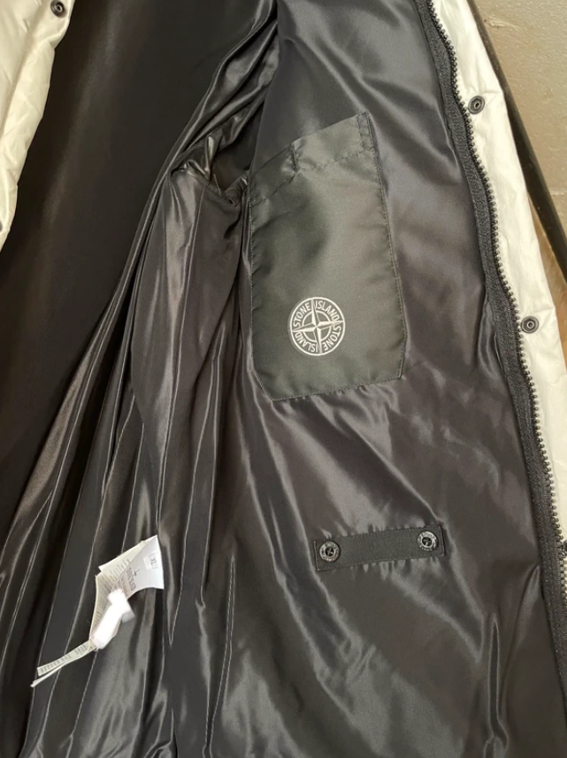  Stone Island Lightweight Leather Down Jacket White  thumbnail 9