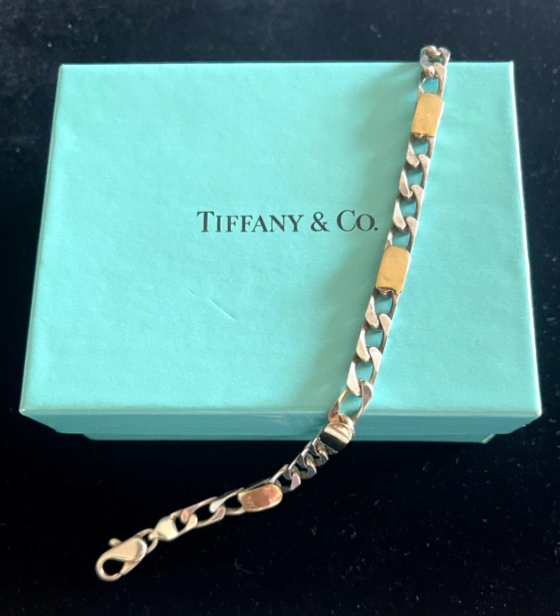 Tiffany & Co. Vintage 18K Gold & Sterling Silver Link Bracelet – 8", 12.2g, Includes Box thumbnail 1