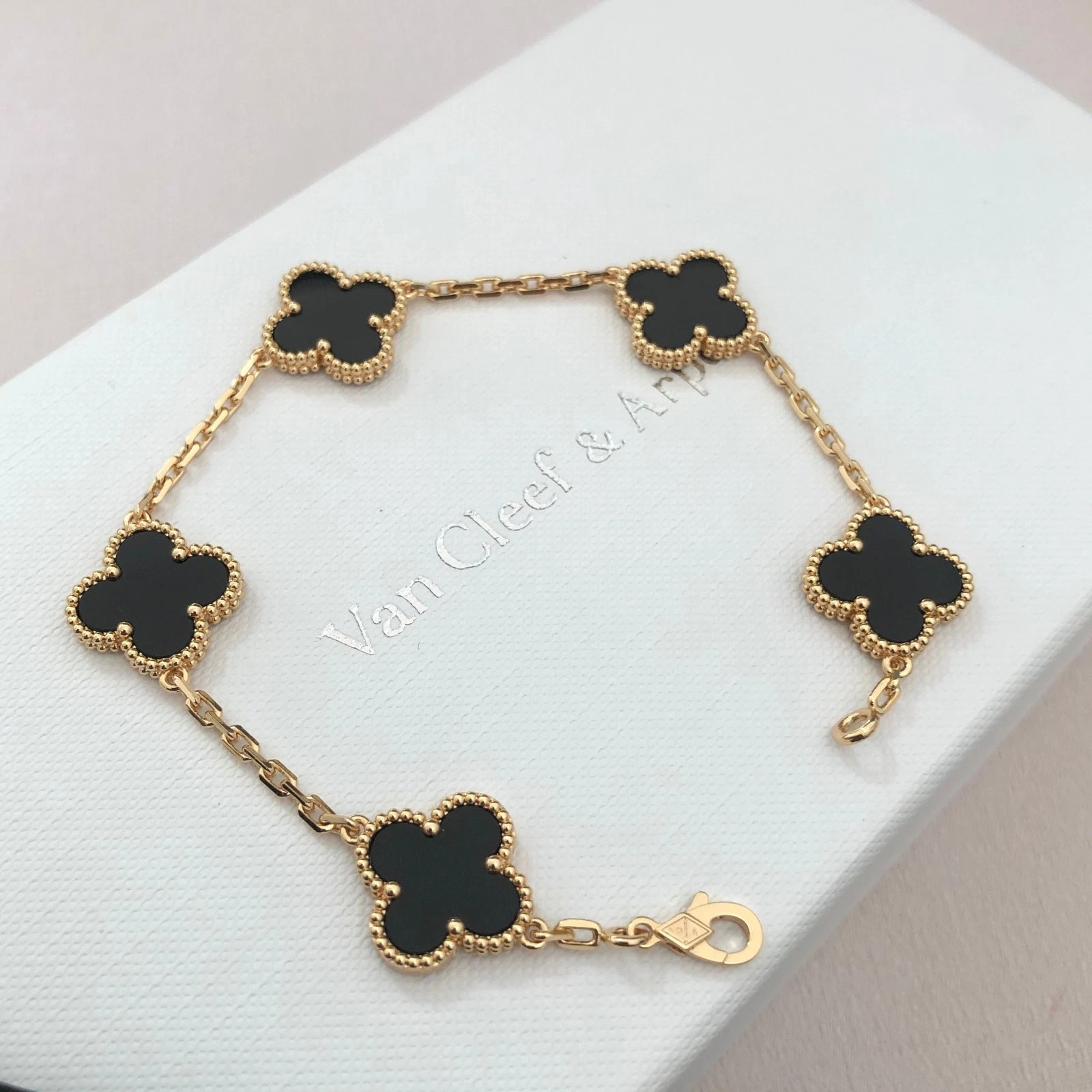 Van Cleef Sweet Alhambra 18k Yellow Gold Clover Charm Bracelet