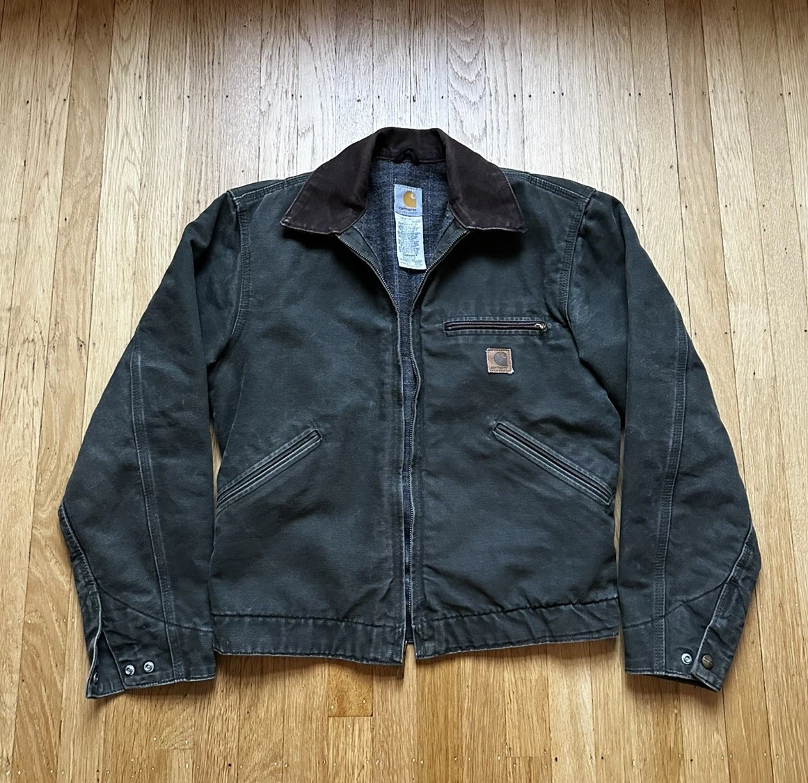 Vintage Carhartt DETROIT J97 MOS Moss Green Jacket Size Small thumbnail 1