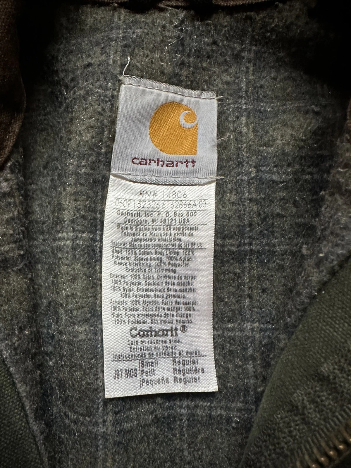 Vintage Carhartt DETROIT J97 MOS Moss Green Jacket Size Small thumbnail 3