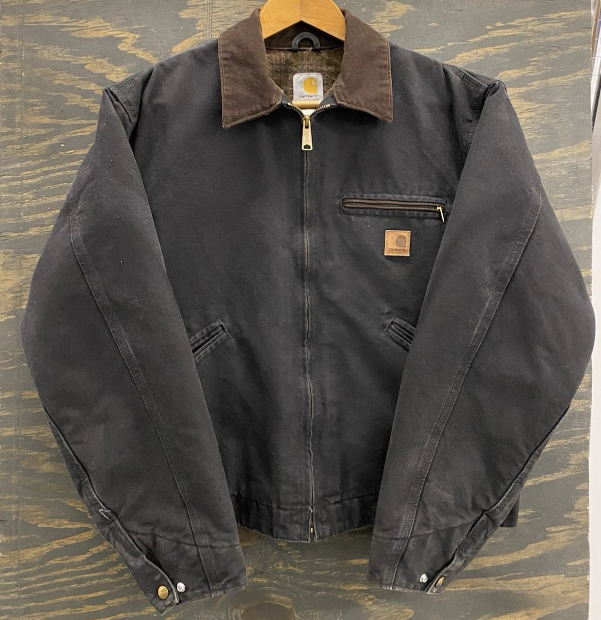 Vintage Carhartt Detroit Jacket J97 BLK Black Men’s Large Blanket Lined Workwea thumbnail 1