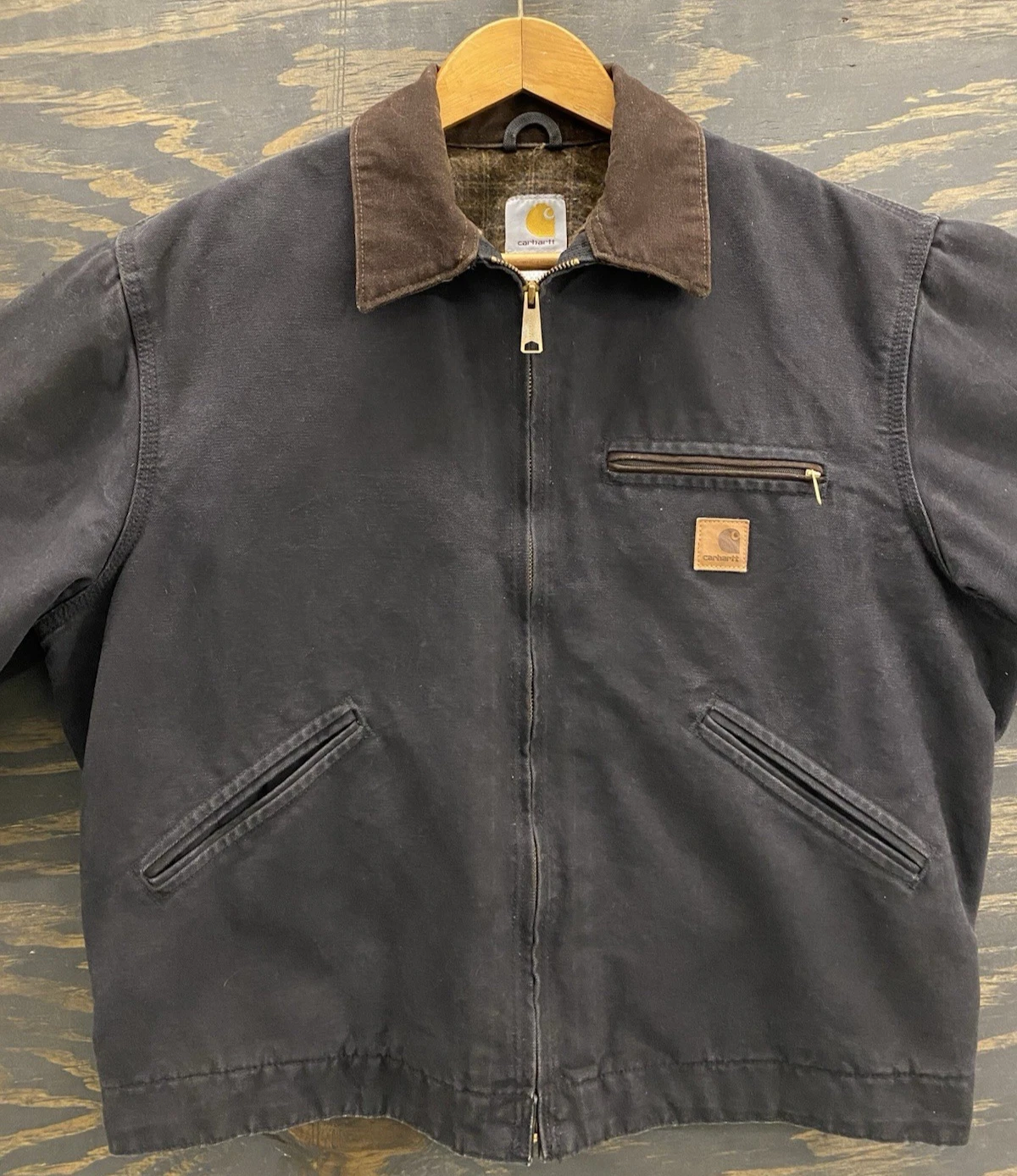 Vintage Carhartt Detroit Jacket J97 BLK Black Men’s Large Blanket Lined Workwea thumbnail 3