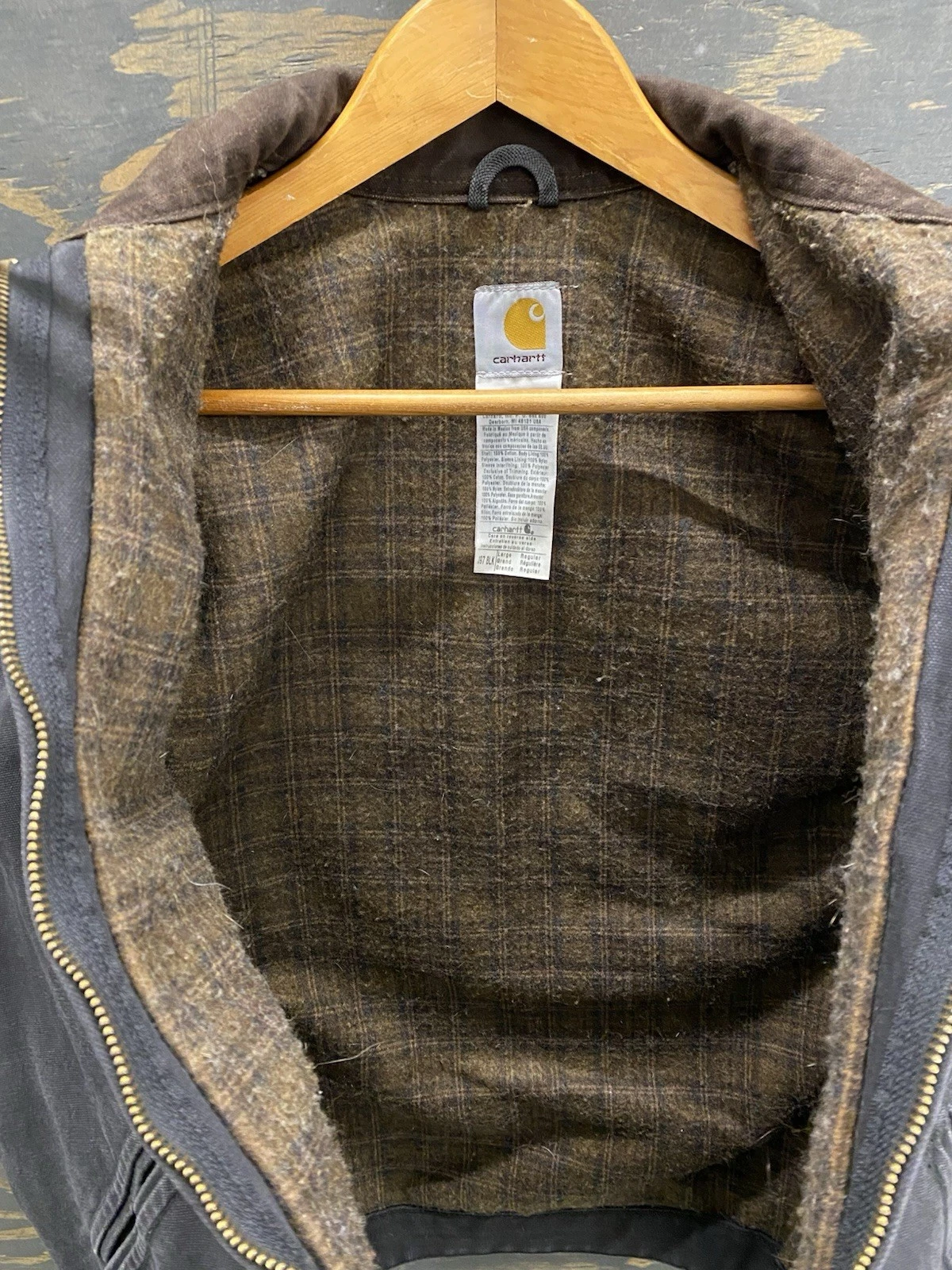 Vintage Carhartt Detroit Jacket J97 BLK Black Men’s Large Blanket Lined Workwea thumbnail 4