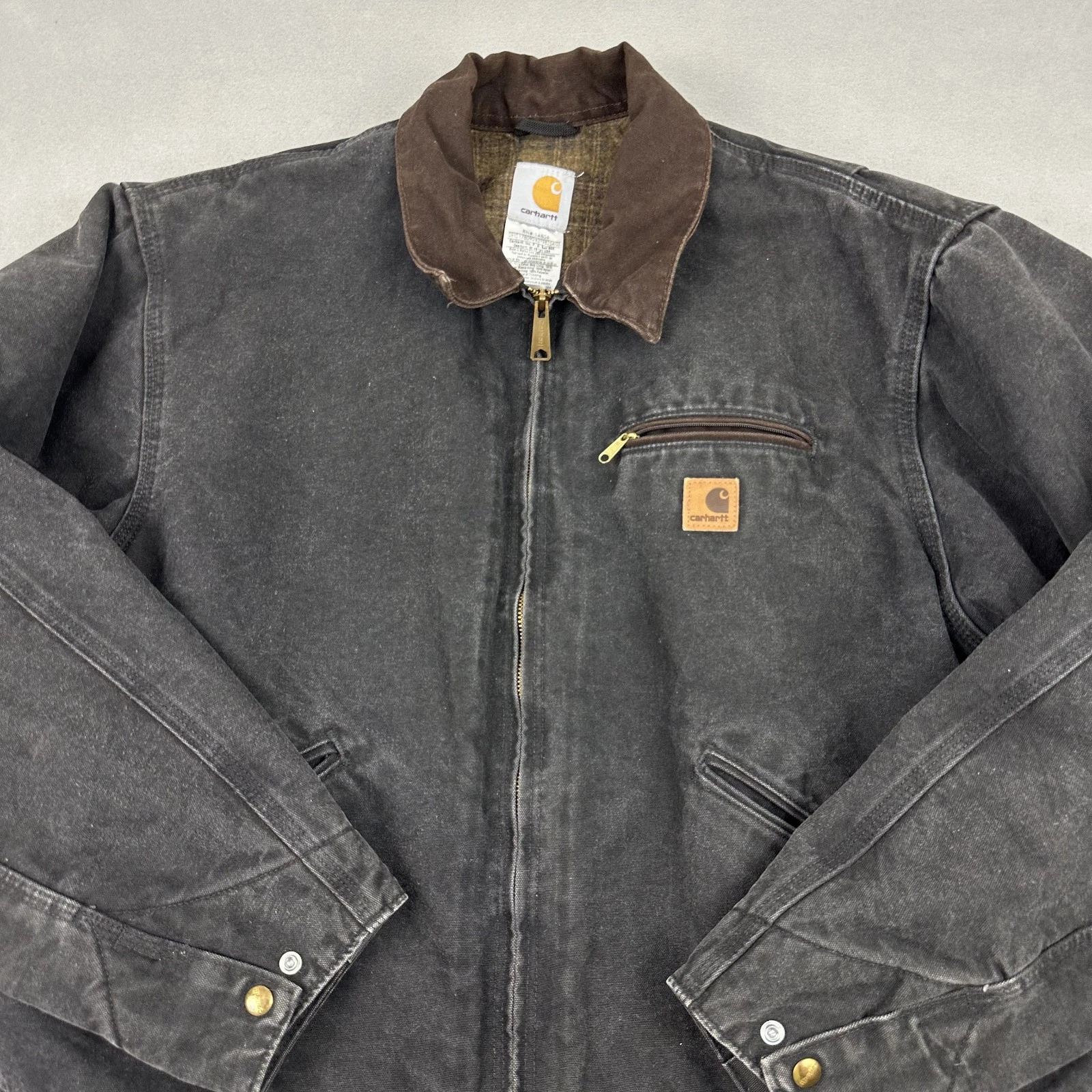 Vintage Carhartt Detroit Jacket Men XL Black Blanket Lined Workwear J97BLK 90s thumbnail 2