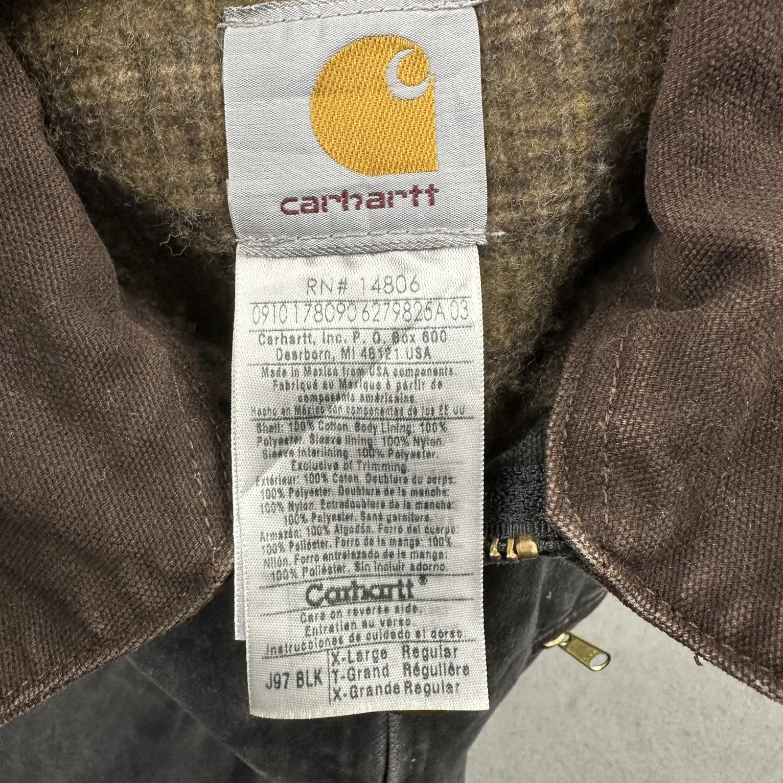Vintage Carhartt Detroit Jacket Men XL Black Blanket Lined Workwear J97BLK 90s thumbnail 9