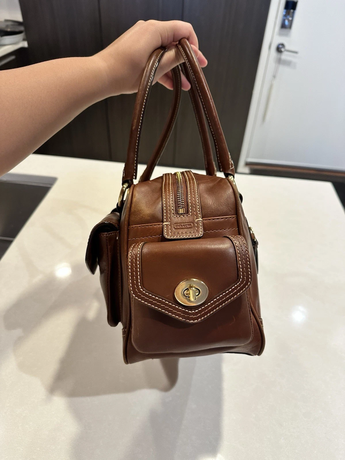 Vintage Coach Legacy “Gallery Pocket” Satchel (style 1808) Brown leather thumbnail 2