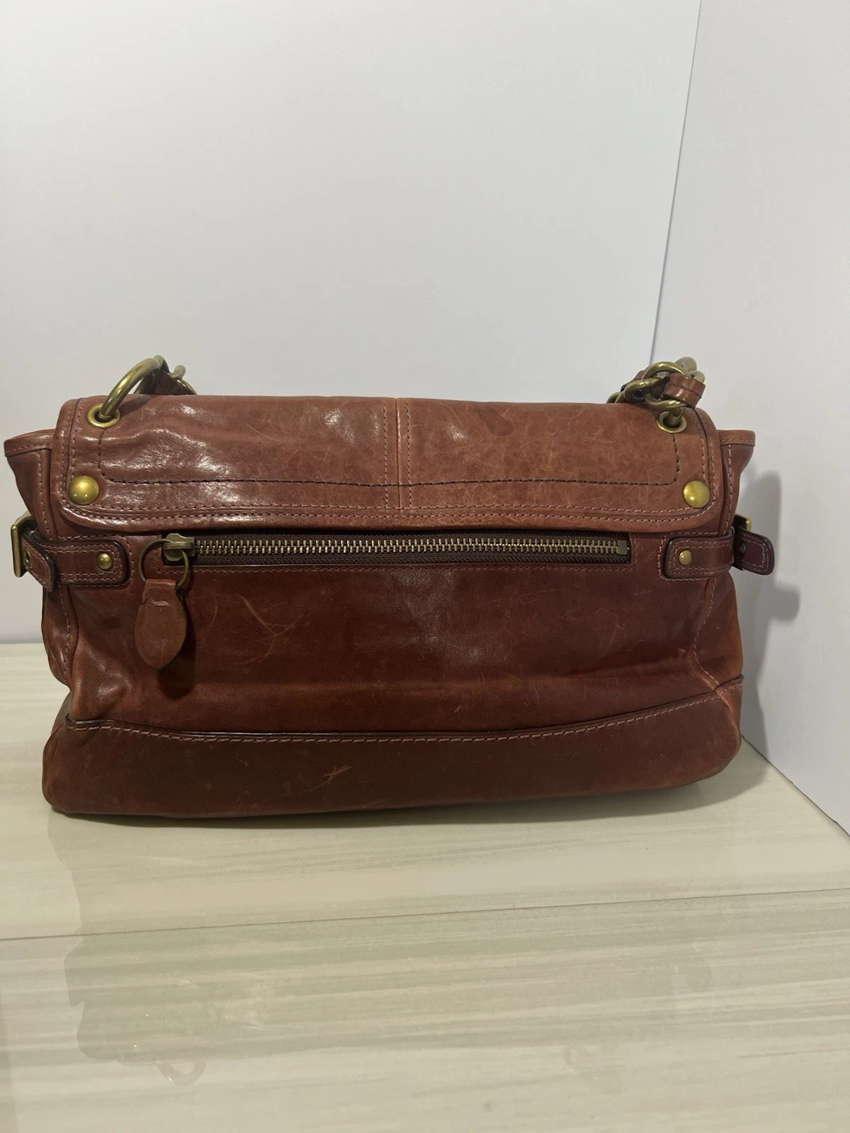 Vintage Coach Legacy Leather Satchel Brass thumbnail 11