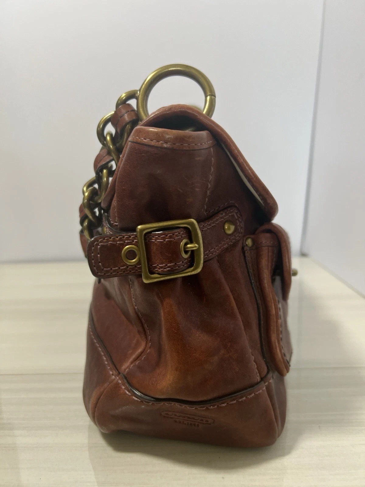 Vintage Coach Legacy Leather Satchel Brass thumbnail 2