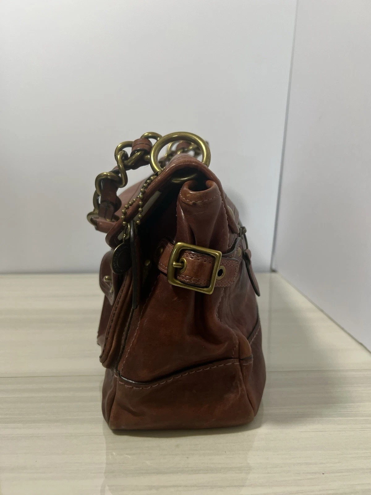 Vintage Coach Legacy Leather Satchel Brass thumbnail 3