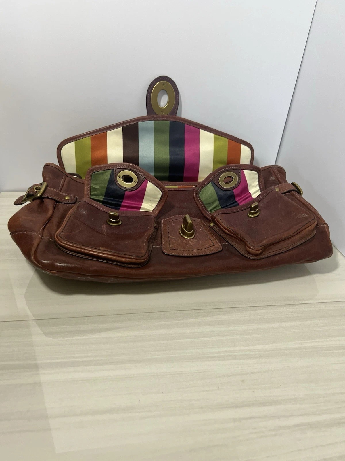 Vintage Coach Legacy Leather Satchel Brass thumbnail 5