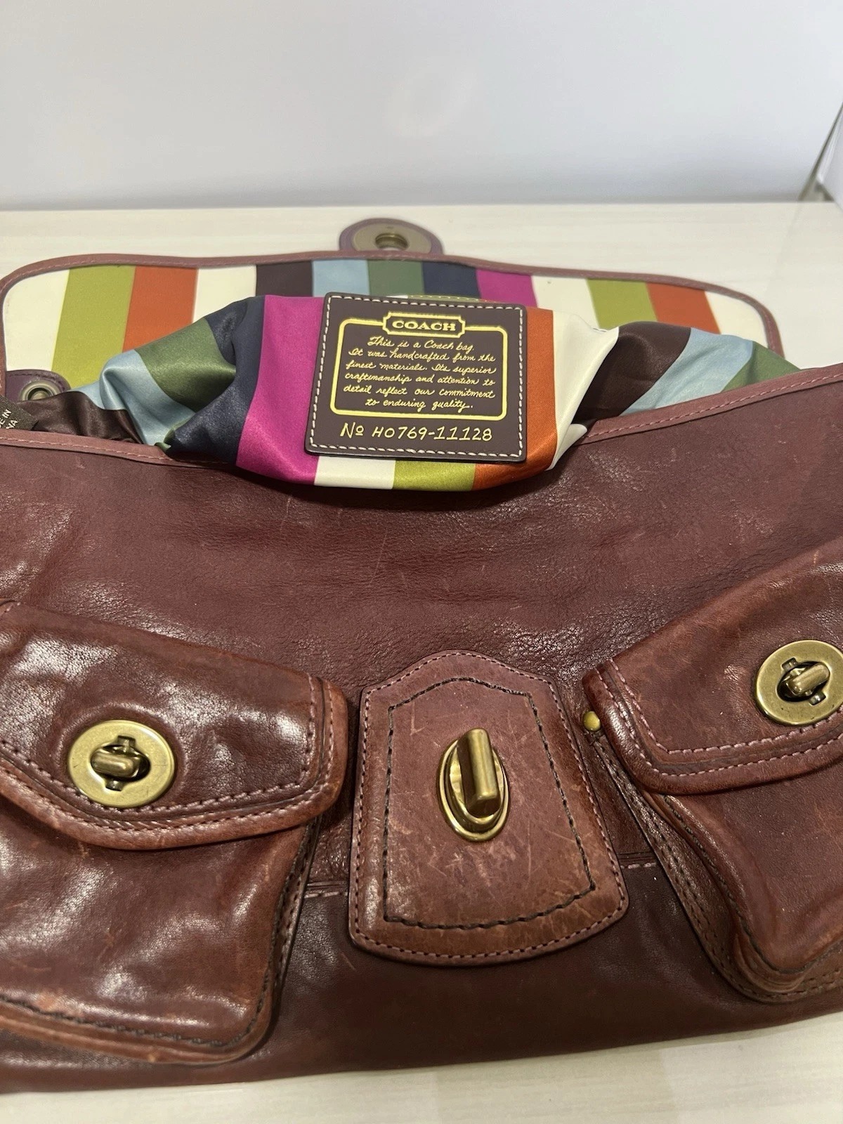 Vintage Coach Legacy Leather Satchel Brass thumbnail 8