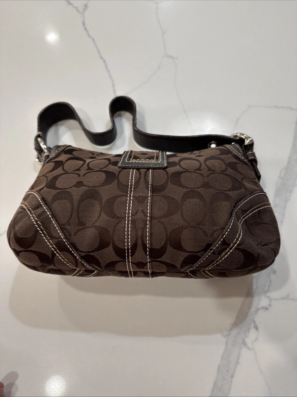 Vintage Coach SoHo Signature Flap Buckle Shoulder Bag/ Purse Brown thumbnail 6