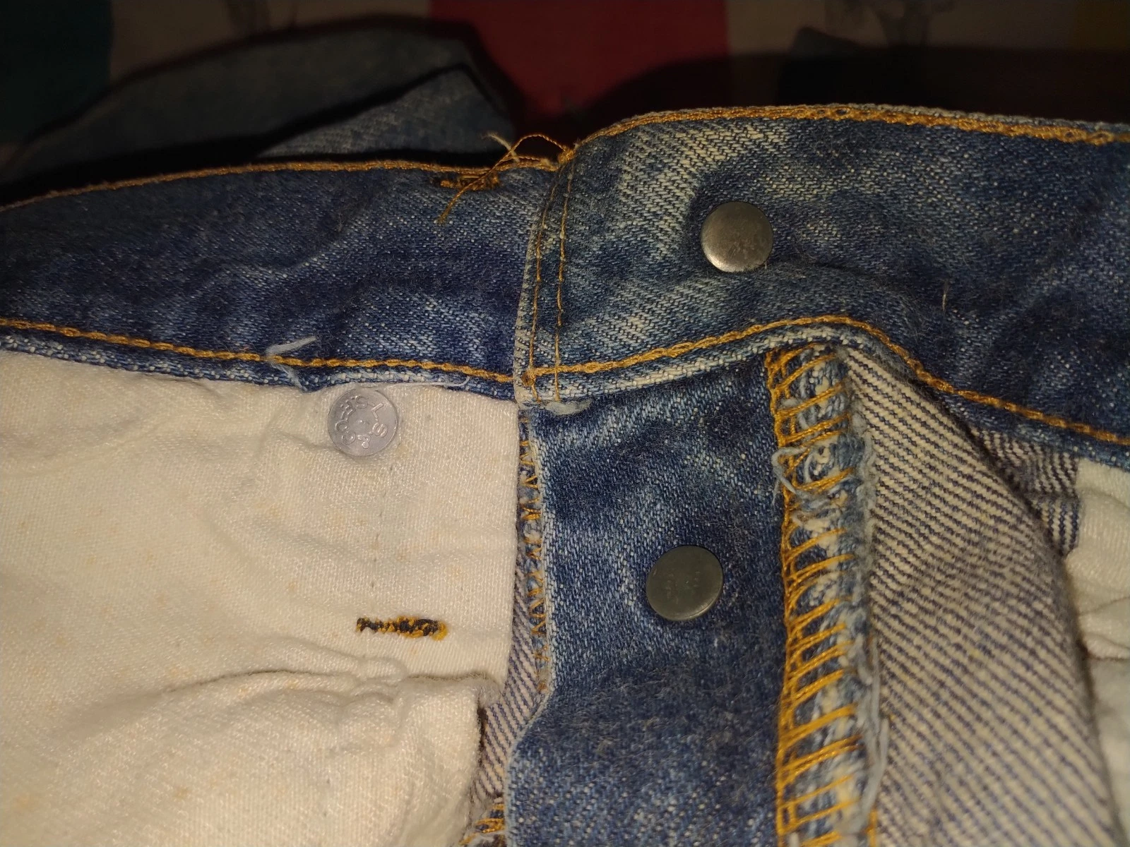 Vintage Levis Selvedge Redline Dark Blue 501 Jeans SF Button Fly USA 32x32 thumbnail 24